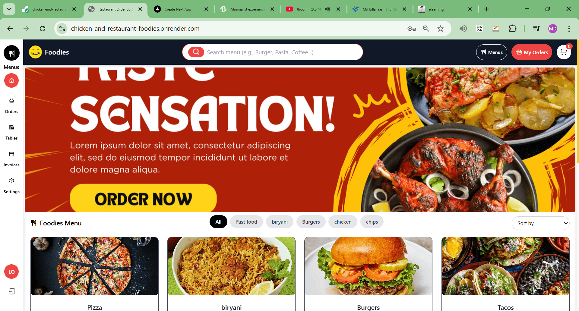 Chicken Restaurant Foodies Platform